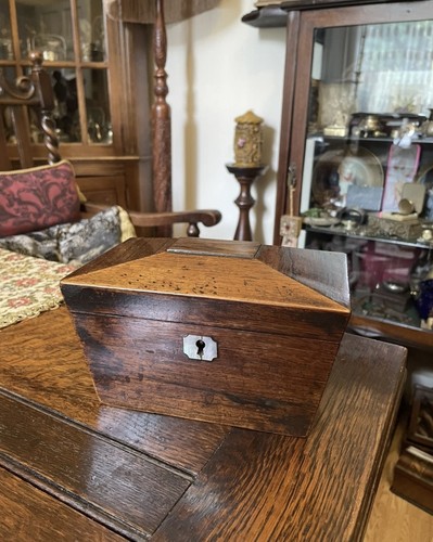 Antique wooden tea caddy box - caddy,