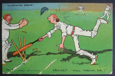 TOM BROWNE Comic ILLUSTRATED SPORTS CRICKET WICKET KEEPER WELL THROWN SIR Humour