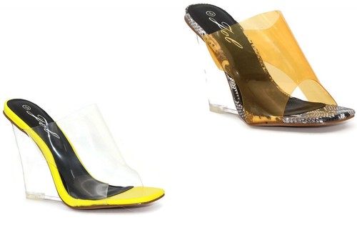 Womens clear perspex wedge - clear,