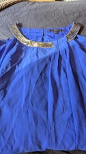 Coast Bright Blue Evening Dress Size 18 With Decorative Neckline