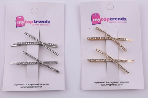 Crystal diamante hair slides - crystal,
