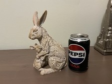 Driftwood Effect Resin Hares, Rabbits Ornament. Gold Thread Highlights. VGC