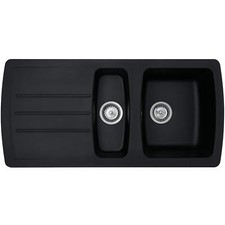 Liquida ZEN150BL 1.5 Bowl Composite Reversible Black Kitchen Sink And Waste Kit