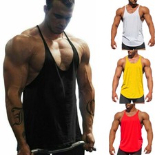 Stringer Vest Solid Top Fitness Muscle Tank Gym Men Workout Bodybuilding Sports❤