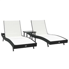 Sun Lounger 3 pcs Poly Rattan