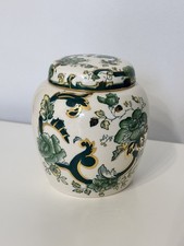 Beautiful Mason’s Ironstone Green Chartreuse Pattern Medium Sized Ginger Jar UK 
