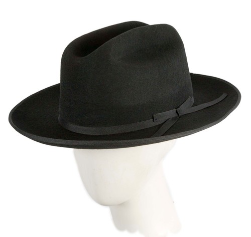 Black felt western fedora hat - black,