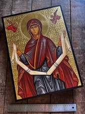 Hand-Painted, Religious Art, Intercession of the Theotokos,  Icon, 29x40cm