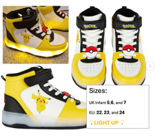 Pokemon Light Up Trainers High Top Toddler Baby shoes Pikatchu