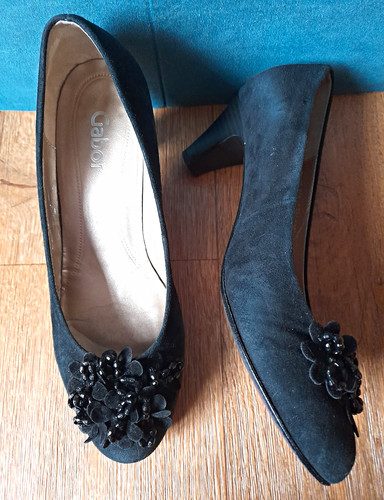 Gabor black suede court - gabor,