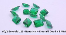 EMERALD GREEN OCTAGON/EMERALD CUT NANOSITAL LOOSE GEMS #0/2 113 - 6MM X 8MM