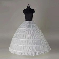 6 Hoop Crinoline Long Wedding Petticoat Ball Gown Dress Black White Red Underski