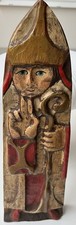 Vintage Hand Carved French Religious Figurine of St Nicholas 17 x 6 Rare Item