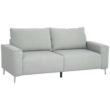 HOMCOM 193cm Corduroy Settee: Spring Cushion, Light Grey  , Refurbished