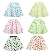 Womens Polka Dot Rock and Roll 50s skirt and scarf Fancy Dress Costume Hen Party