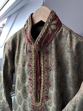 Men’s Wedding Sherwani Kurta Asian Indian Pakistani Green Gold Red Size 38