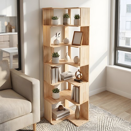 Tier bookcase corner - 6-tier,