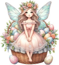 Watercolour Easter Fairy Wall Art Bedroom Laptop Van Vinyl Sticker Decal 6 Sizes