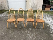 Set of Four Ercol Dining Chairs / Ercol High Back Quaker Chairs