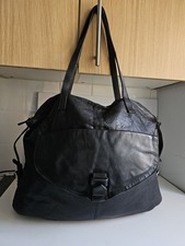 ZARA WOMAN DESIGNER WOMENS BLACK LEATHER X LARGE SHOULDER TOTE SATCHEL HANDBAG