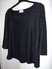 Women's black top with lace effect sleeves by Heather Valley, size 20 good cond.