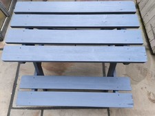 Children's Outdoor Wooden Pucbic Table Bench Grey FRENCHIC paint 'SMUDGE'