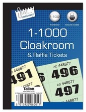 1000 raffle cloakroom tickets security coded bingo numbered office game use book