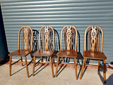 Vintage Old Charm Wood Bros Dining Wheelback Windsor Chairs x 4 - Dining Chairs