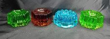 4 Colourful Antique Glass Piano Silencers Insulators, Castor Cups