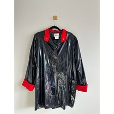 Vintage 90s Black Vinyl Trench