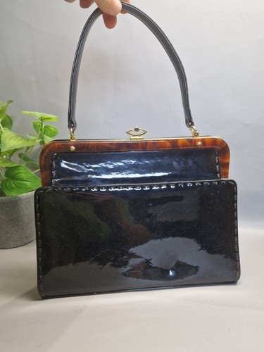 Vintage black brass patent - black,