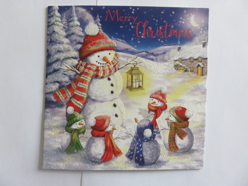 Christmas card snowman family - snowman,