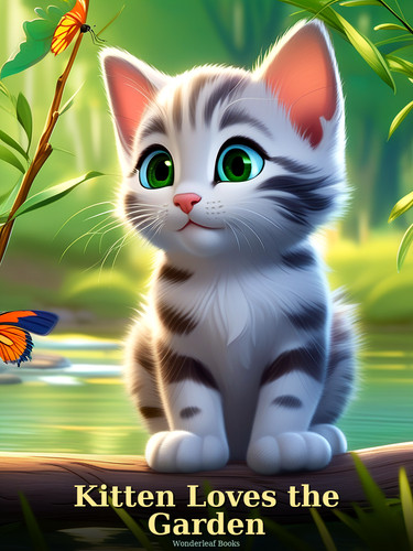 Kitten loves the garden kids - kitten,