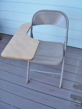 Vintage BELA USA School Desk Attached Fold Up Metal Chair Combo Adult Size