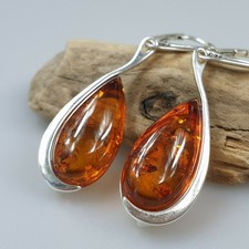 Amber earrings teardrop