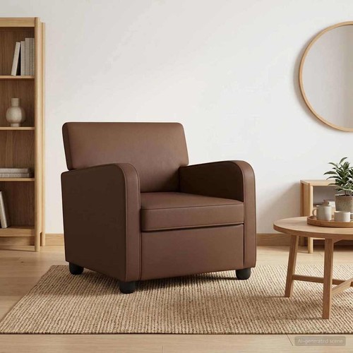Armchair brown faux leather - faux,