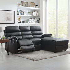 Black Faux Leather L-Shaped