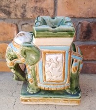 Small Vintage Ceramic Elephant Plant Pot Stand/Vintage Ashtray 12cm Tall