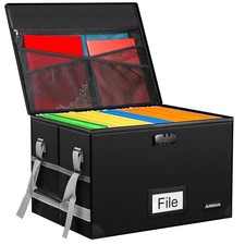 JUNDUN File Box with Lock,Fireproof Document Box with Handle and Zipper,Collaps