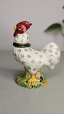 Rooster Chicken Hen Trinket Box Porcelain Ceramic Hinged