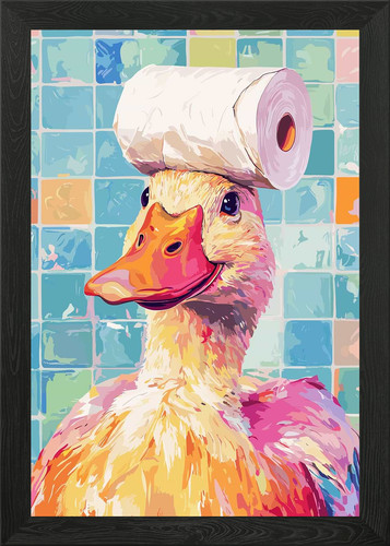 Duck with toilet paper hat - duck,
