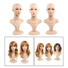 Wig Head Stand with Shoulder Display Hat Headwear Female Mannequin Head Bust