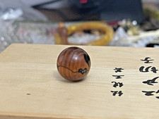 Japan Antique wooden leaf Ojime Bead inro netsuke sagemono rare Meiji Original
