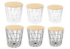 ROUND METAL WIRE WOOD TOP