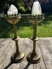 Antique Pair Of Brass Pricket Candlesticks Ecclesiastical Late 19th Century 43cm