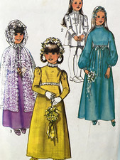 1974 Simplicity 6493 Girls Flower Girl  First Communion Dress Pattern Size 10