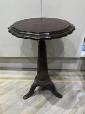 Victorian Occasional Side Cup Wine Table Mahogany Top Cast Iron Wind Up Base