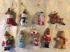 9 Thomas Pacconi Classics Porcelain Christmas Ornaments Handpainted 7-10cms VGC