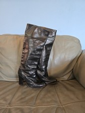 Carmen Shoes Spain Ladies Black Leather? Knee High Block Heel Boots Size UK 7.5