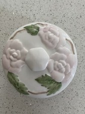 Vintage Hand Painted Pink Rose pot dressing table Pedro S Alves Portugal Ceriart